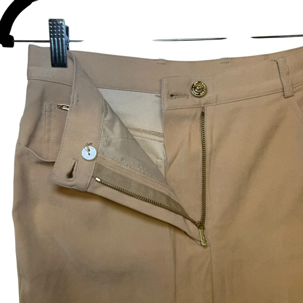 ST JOHN SPORT Women Camel Tan Straight Leg Pants Classic‎ Chic Professional Sz 4